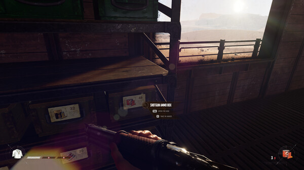 Official SAND screenshot showing Trampler storage slots and a weapon shelf before extraction